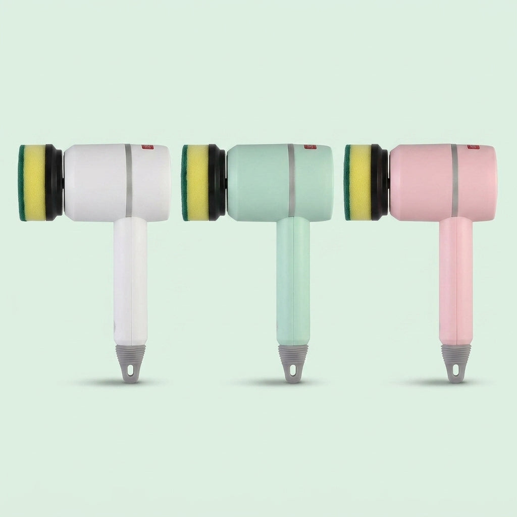 Los tres colores del cepillo eléctrico giratorio NUBEX: blanco, verde y rosa